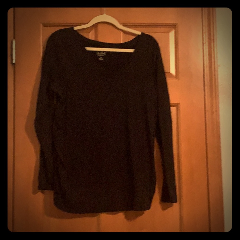 Black Maternity Shirt with Gathered Sides